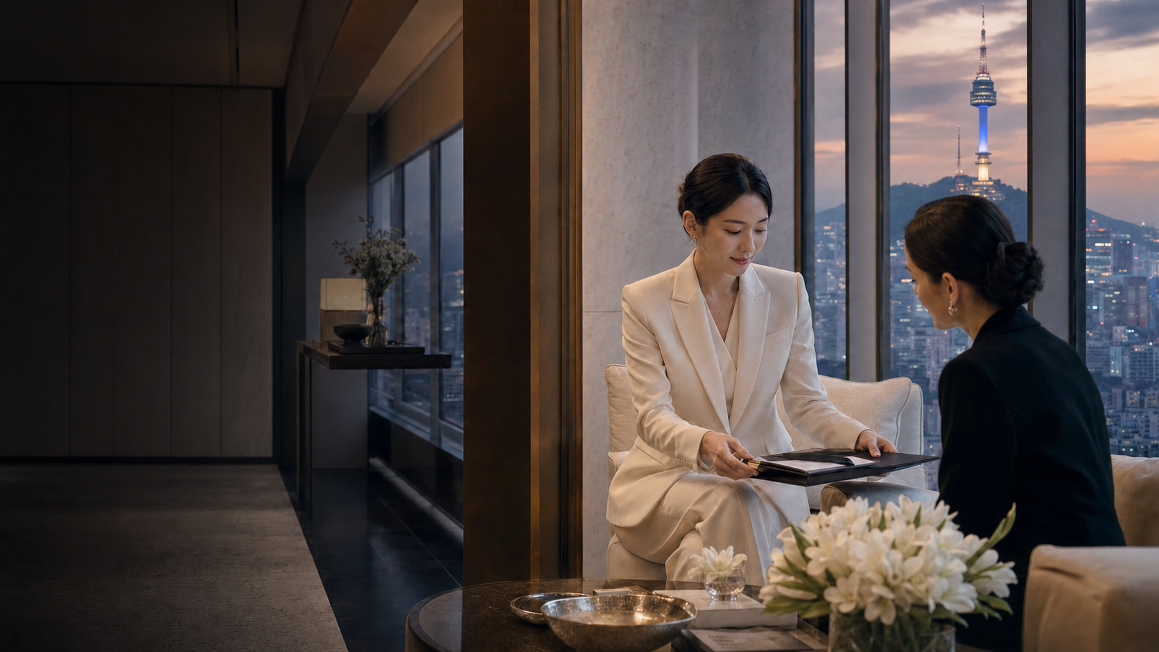 Private beauty consultation overlooking N Seoul Tower